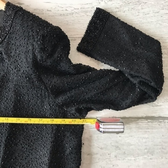 🔥Silk Beaded Jacket Sz Large Stenay Vintage Black Formal Blazer 90s Fancy - Picture 9 of 9